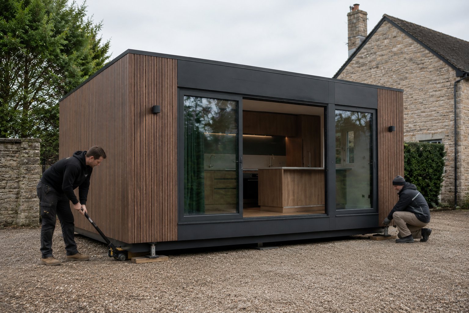 Pod being installed on a driveway